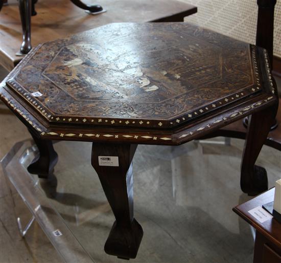 Marquetry inlaid octagonal top table